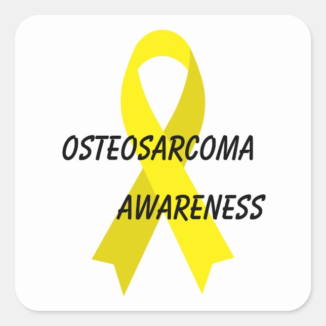 Osteosarcoma Yellow Awareness Ribbon by Janz Square Sticker (Front)