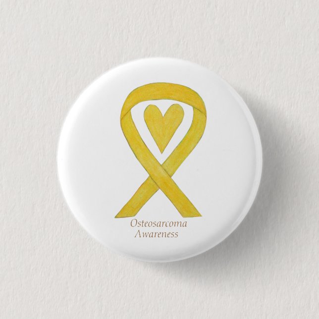 Osteosarcoma Yellow Awareness Ribbon Custom Pin (Front)