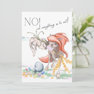 Oster Karte mit Pferd und Hase, lustige Tiere  Holiday Card