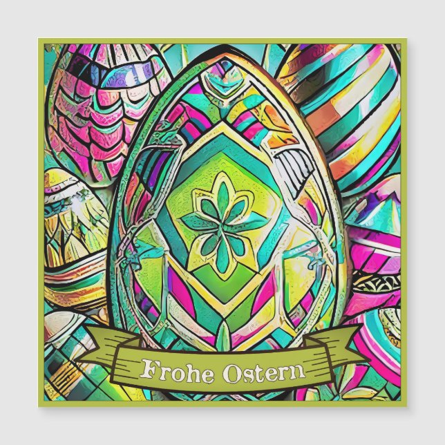 Ostermotiv farbiger Cartoon mit Ostereier 13553 (Front)