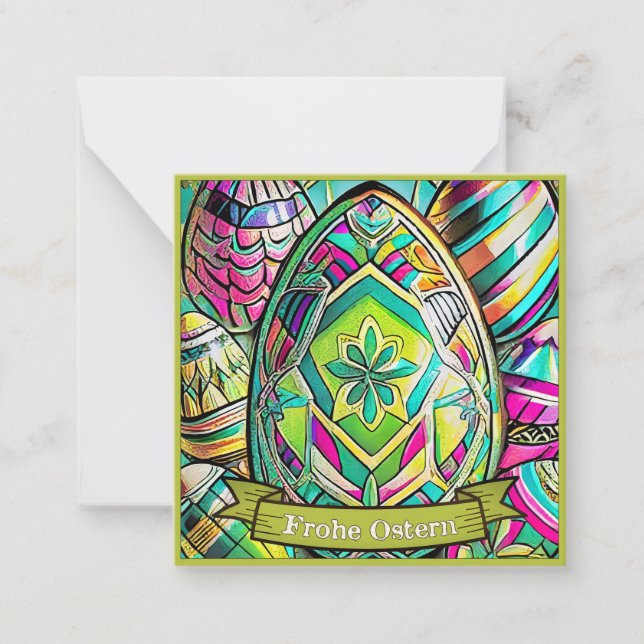 Ostermotiv farbiger Cartoon mit Ostereier 13553 Card (Front)