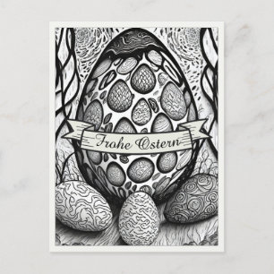 Ostermotiv monochrome Cartoon mit Ostereier 25024 Holiday Postcard
