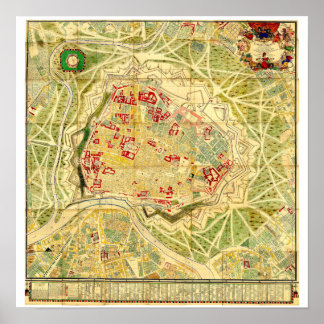 " Österreich: 1710 Wien - Steinhausen Stadtplan Poster
