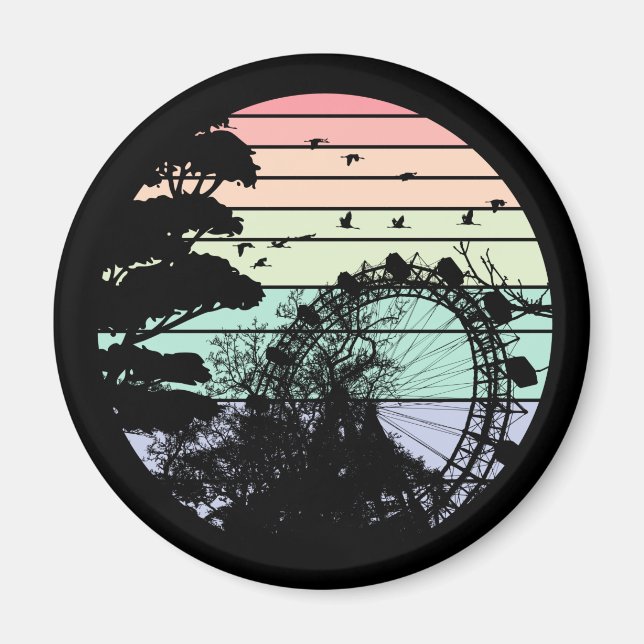 Österreich Wien Retro Prater Riesenrad Magnet (Front)