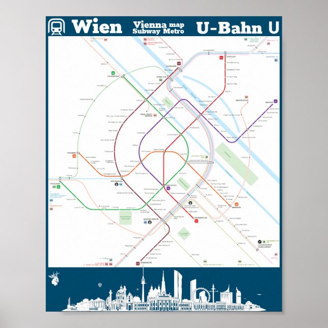 " Österreich: Wien U-Bahn SUBWAYmap ... Poster (Front)