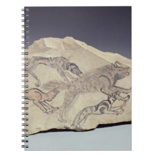 Ostracon depicting a dog chasing a hyena (limeston notebook
