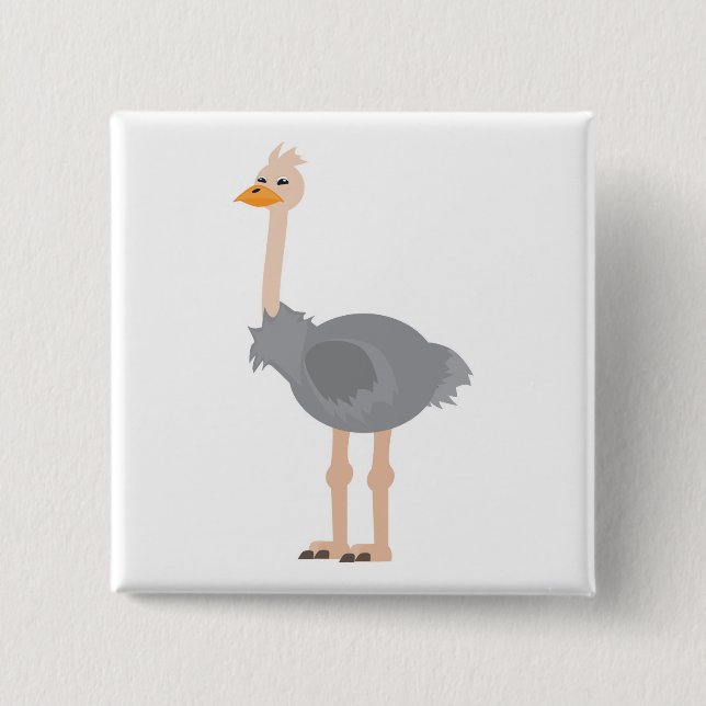 Ostrich 2 Inch Square Button (Front)