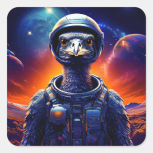 Ostrich Astronaut Square Sticker