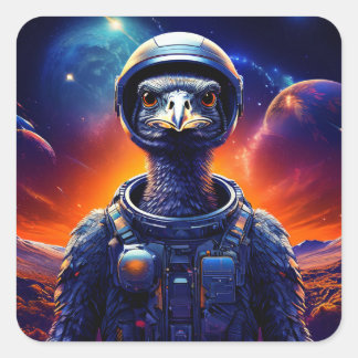 Ostrich Astronaut Square Sticker