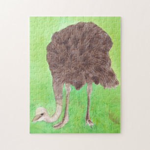 Ostrich Bird Aquarelle Peinture CherylsArt Puzzle