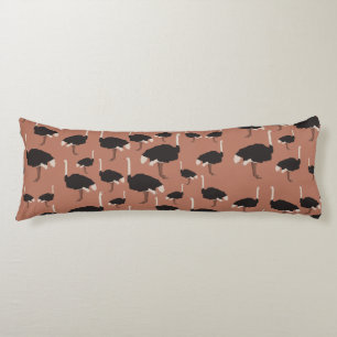 Ostrich Bird Illustration Pattern  Body Pillow