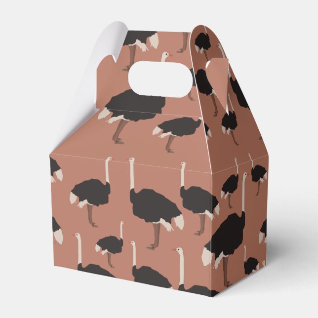 Ostrich Bird Illustration Pattern  Favor Box (Front Side)