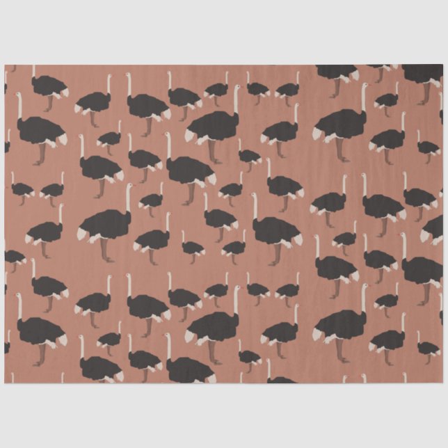 Ostrich Bird Illustration Pattern  Tissue Paper (Front)