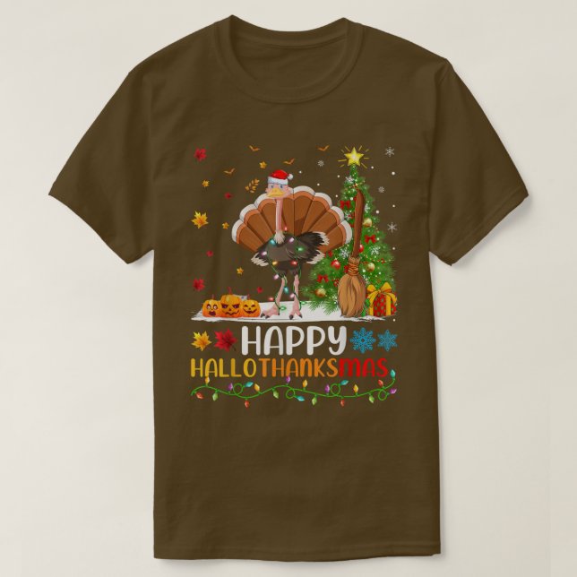 Ostrich Bird Lover Funny Happy Ostrich HelloThanks T-Shirt (Design Front)