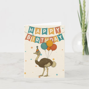 Ostrich Birthday Card – Fun Party Animal