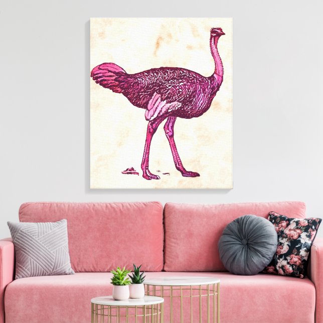 Ostrich  canvas print (Insitu(LivingRoom))