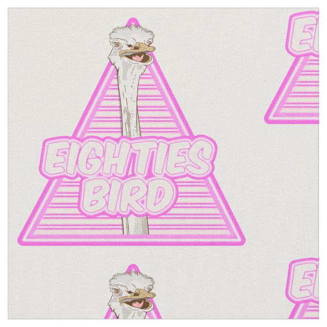 Ostrich Eighties Bird Fabric (Close Up)