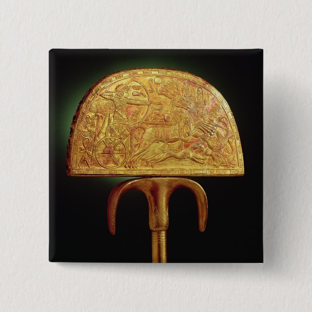 Ostrich-feather fan, from Tomb of Tutankhamun 2 Inch Square Button (Front)
