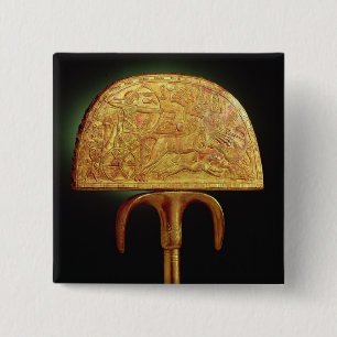 Ostrich-feather fan, from Tomb of Tutankhamun 2 Inch Square Button