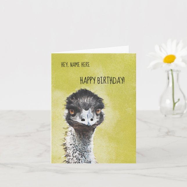 Ostrich Funny Birthday Card (Small Plant)