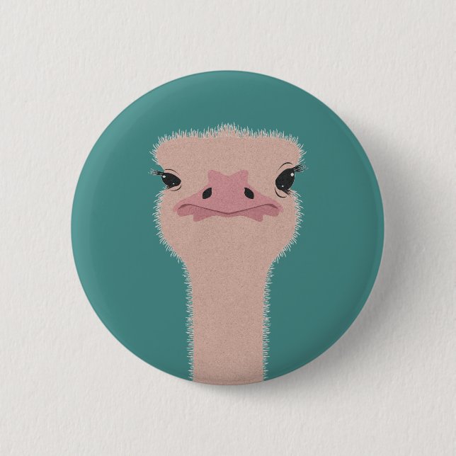 Ostrich funny face 2 inch round button (Front)