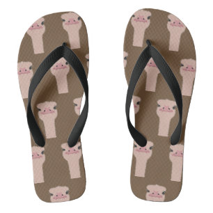 Ostrich funny face flip flops