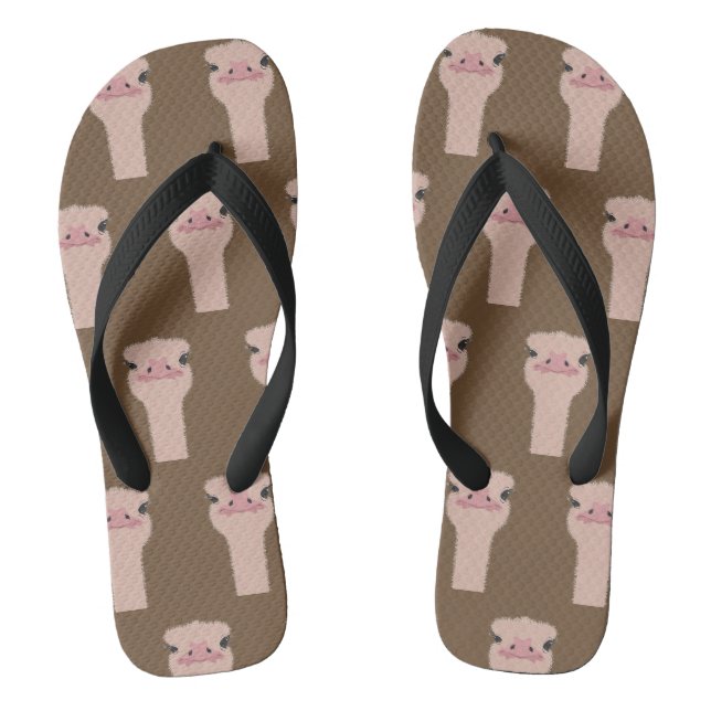 Ostrich funny face flip flops (Footbed)