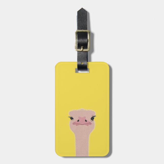 Ostrich funny face luggage tag (Front Vertical)