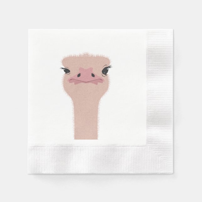 Ostrich funny face napkin (Front)