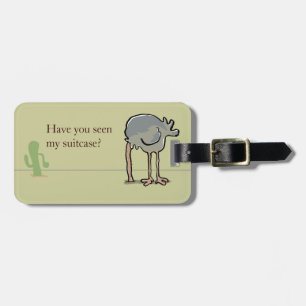 ostrich hiding luggage tag