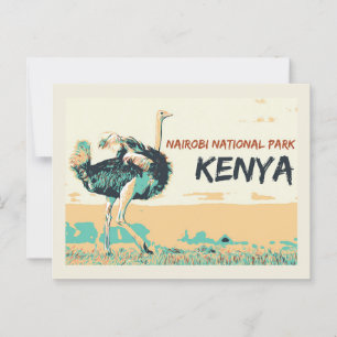 Ostrich in Nairobi National Park, Kenya Postcard