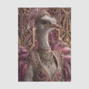 Ostrich in Ornate Royal Gown and Crown Tissue Paper