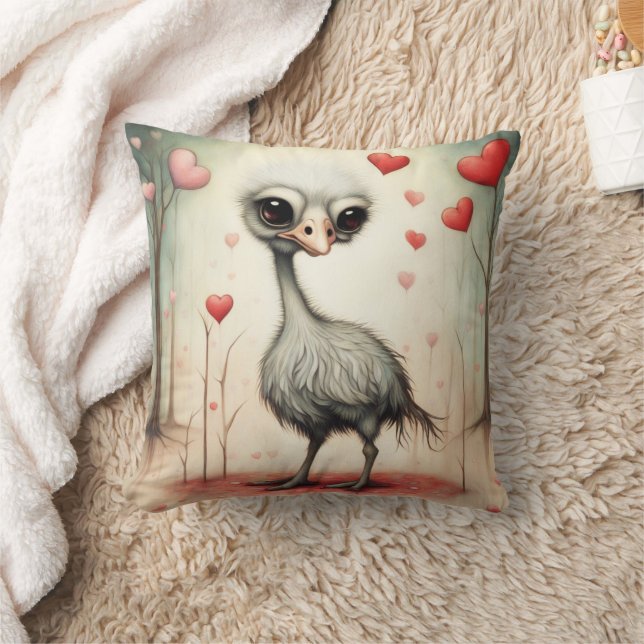 Ostrich Love 2 Throw Pillow (Blanket)