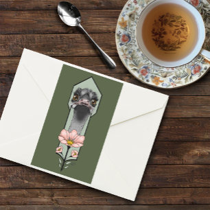 Ostrich Pink  Flowers Olive Green Art Deco  Sticker