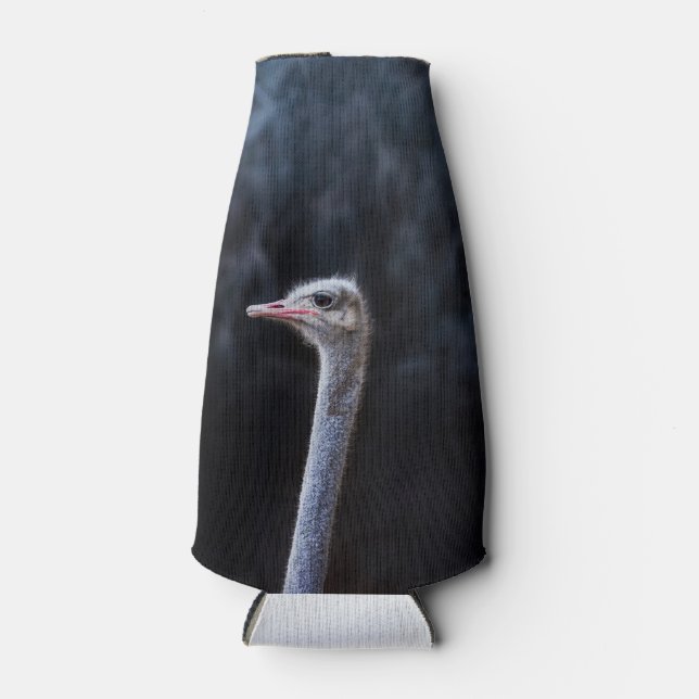 ostrich portrait   bottle cooler (Front)