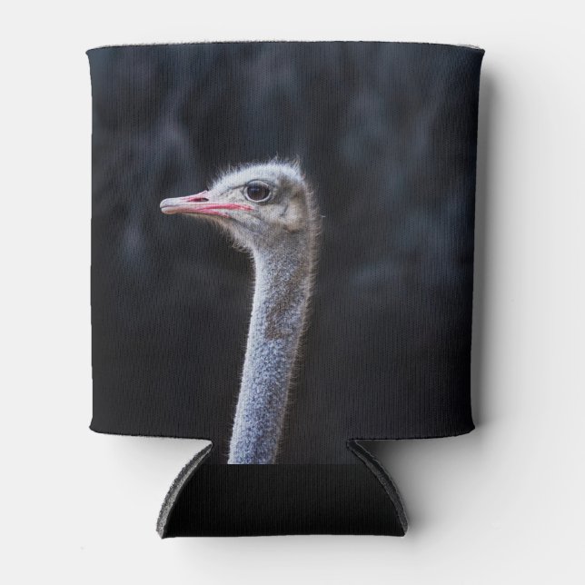 ostrich portrait   can cooler (Front)