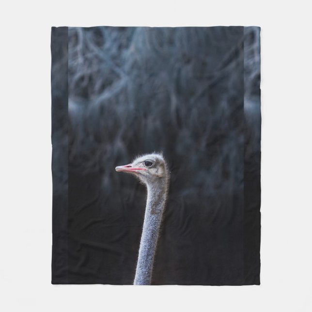 ostrich portrait    fleece blanket (Front)