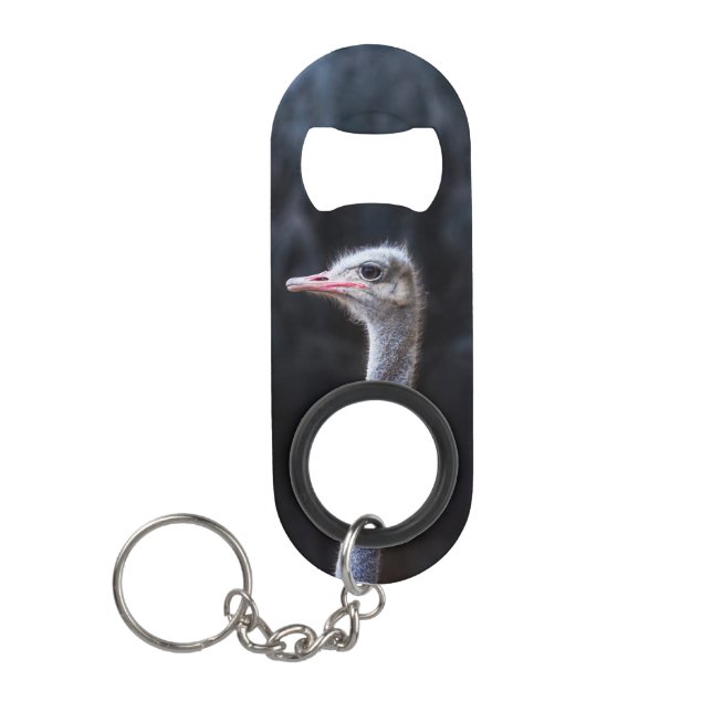 ostrich portrait  keychain bottle opener (Front)