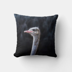 ostrich portrait   throw pillow