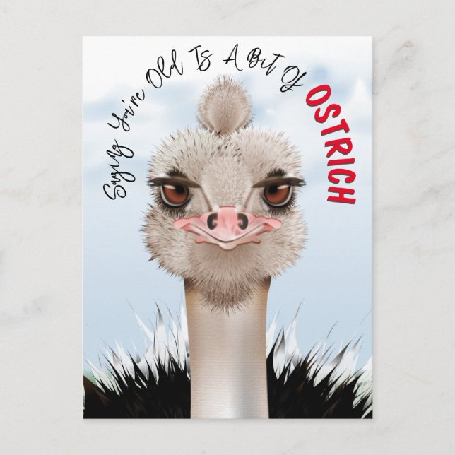 Ostrich Pun Funny Birthday Postcard (Front)