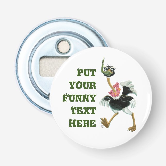 Ostrich Race in the Swamp Bottle Opener (Front)