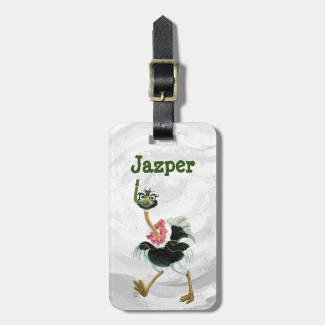 Ostrich Race in the Swamp Luggage Tag (Front Vertical)