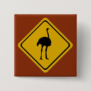 ostrich road sign 2 inch square button