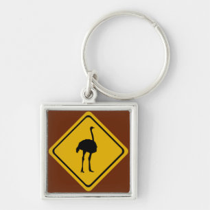 ostrich road sign keychain