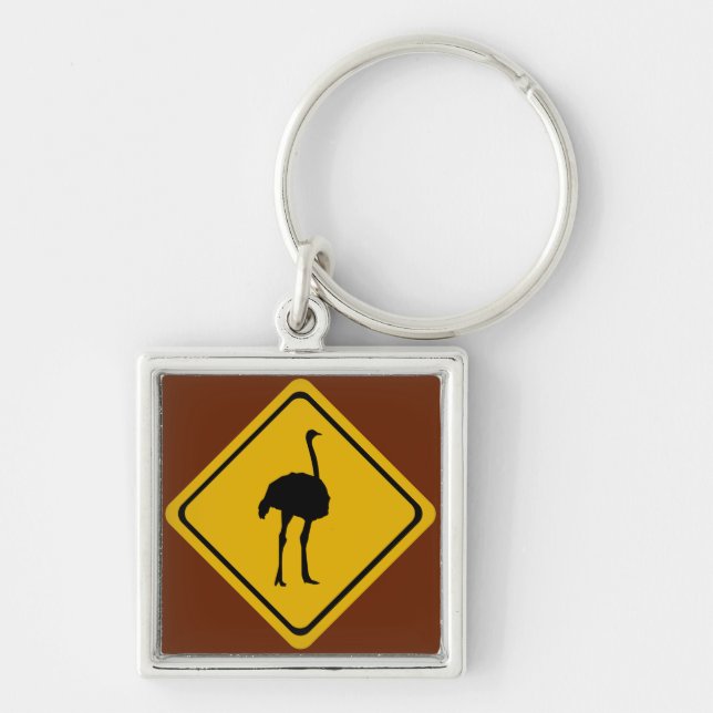 ostrich road sign keychain (Front)