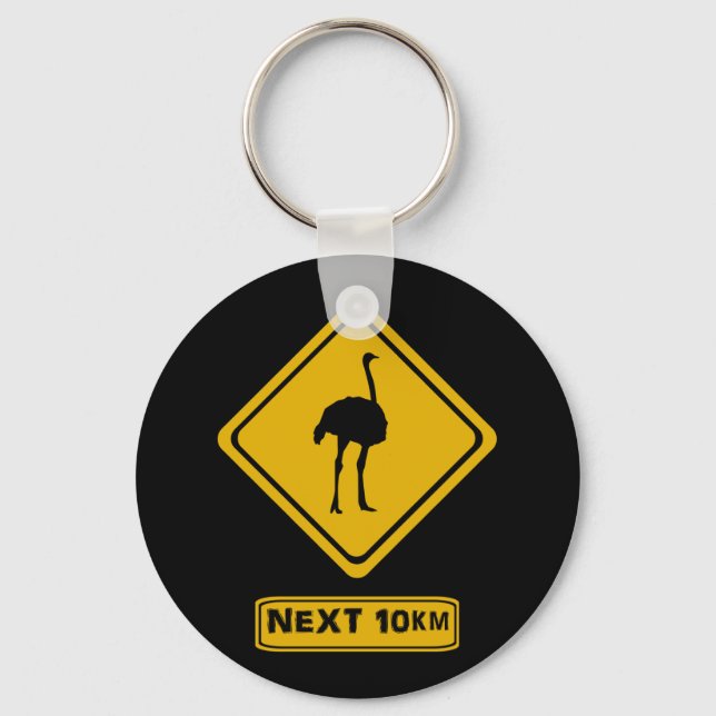 ostrich road sign keychain (Front)