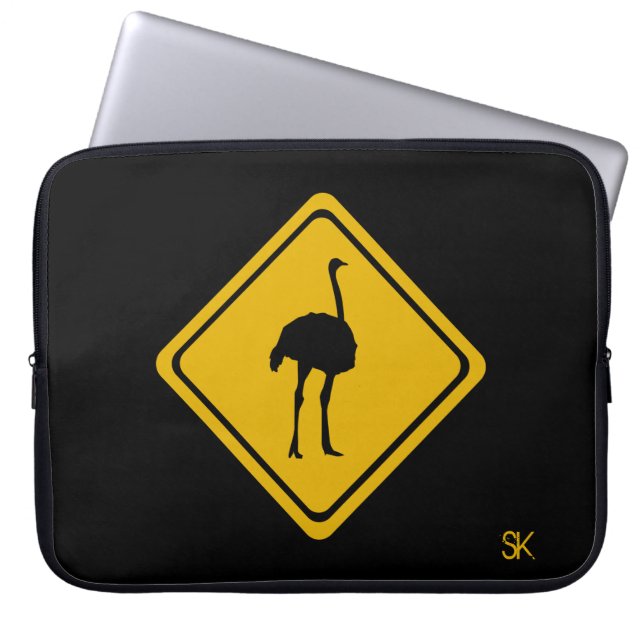ostrich road sign laptop sleeve (Front)