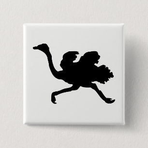 Ostrich Silhouette 2 Inch Square Button