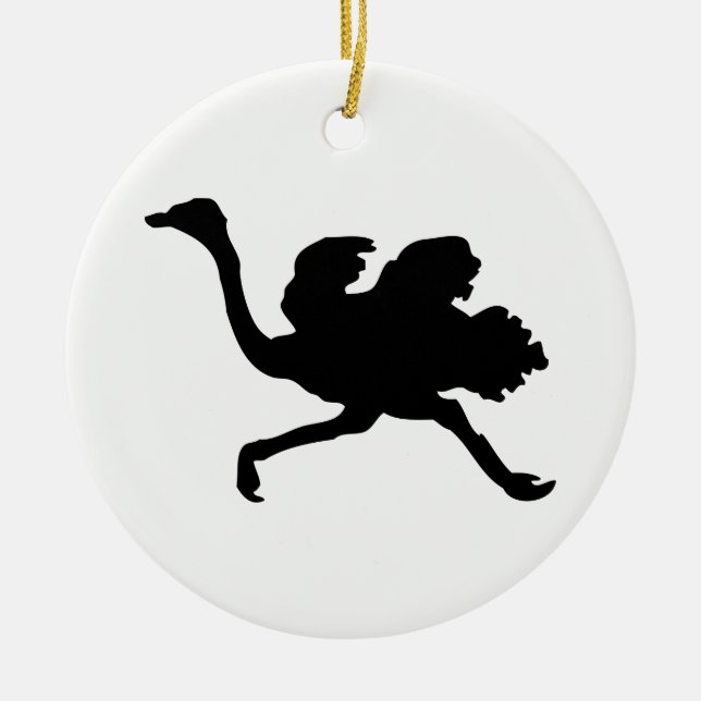 Ostrich Silhouette Ceramic Ornament (Front)