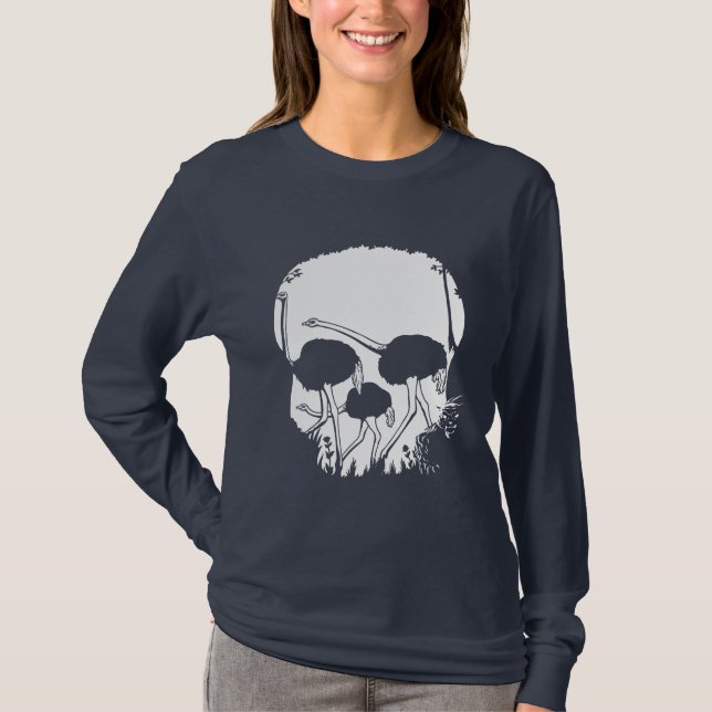 Ostrich Skull Illusion T-Shirt (Front)